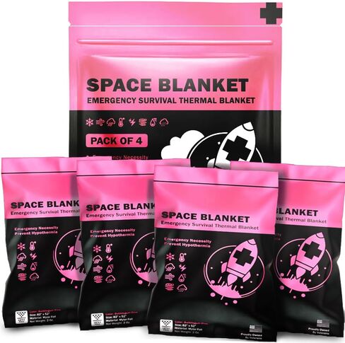 EVERLIT Survival Emergency Mylar Thermal Blanket, Foil Space Blanket Designed for NASA, Body Warmer Blanket for Outdoor, First Aid, Camping Gear, Hiking Travel (4 Pack, Forest Green) in Kuwait