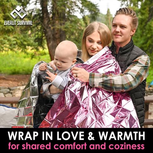 EVERLIT Survival Emergency Mylar Thermal Blanket, Foil Space Blanket Designed for NASA, Body Warmer Blanket for Outdoor, First Aid, Camping Gear, Hiking Travel (4 Pack, Forest Green) in Kuwait
