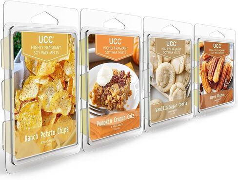 UCC Plant Based Natural Wax Melts, Strong Fragrance, Long Lasting Premium Soy Scented Melts Cubes, Wax Melts Tarts, Colored Wax Melt - 4 Pack in Kuwait
