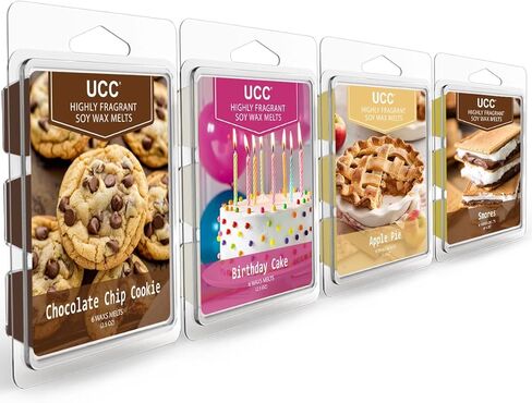 UCC Plant Based Natural Wax Melts, Strong Fragrance, Long Lasting Premium Soy Scented Melts Cubes, Wax Melts Tarts, Colored Wax Melt - 4 Pack in Kuwait