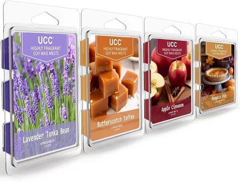 UCC Plant Based Natural Wax Melts, Strong Fragrance, Long Lasting Premium Soy Scented Melts Cubes, Wax Melts Tarts, Colored Wax Melt - 4 Pack in Kuwait