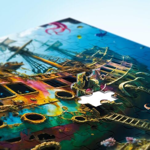 Puzzles for Adults 1000 Pieces - Octopus Pirate Ship Ocean Sea - 1000 Piece Puzzles with Letters on Back - Jigsaw Puzzles 1000 Pieces for Fun Game Nights - 27.6" L X 20.5" W, 1:1 Poster in Saudi Arabia