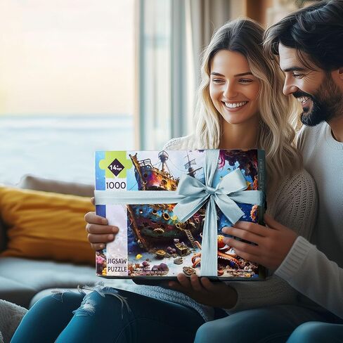 Puzzles for Adults 1000 Pieces - Octopus Pirate Ship Ocean Sea - 1000 Piece Puzzles with Letters on Back - Jigsaw Puzzles 1000 Pieces for Fun Game Nights - 27.6" L X 20.5" W, 1:1 Poster in Saudi Arabia