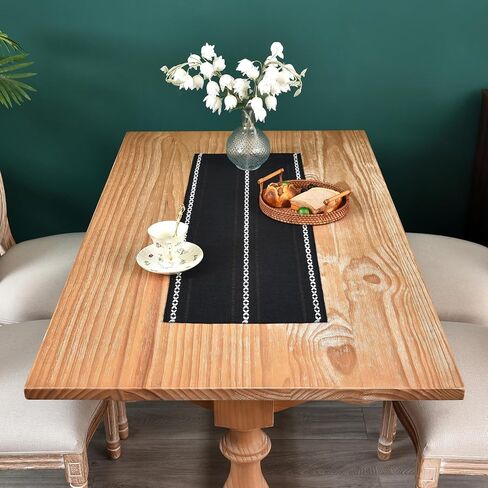 Farmhouse Rustic Table Runner Braided Stripe Table Runners Embroidered Table Decorations for Kitchen Living Room Dining Holiday and Party Ivory 13x36 Inch in Kuwait