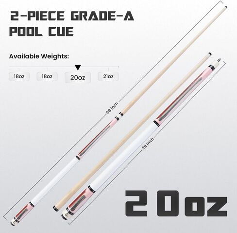 Big Cat Timeless Legacy Pool Cue Stick - Grade A Canadian Maple, 12.5mm Professional Leather Tip, 58" Length, Premium Billiard Cue for Adults – Home or Tournament Play - 19oz, Paint V Gauntlet Red in Saudi Arabia