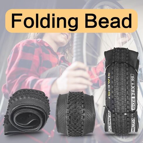 26 X 1.95 Inch Folding Bike Tires with 3mm Anti Puncture Proof Protection for Mountain Bicycles in Kuwait