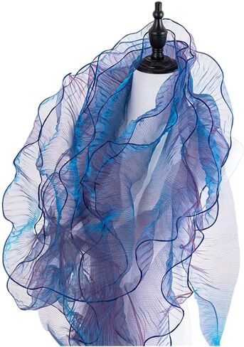 XZJMY 8 Yards Ruffle Trim Tulle Fabric,Pleated Lace Fabric Trim,Organza Ruffled Fabric 4.72 Inch Width for Dress Collars Sleeves Decoration Throw Pillow Decor DIY Sewing (Ice Purple), XZJMY-001 in Saudi Arabia