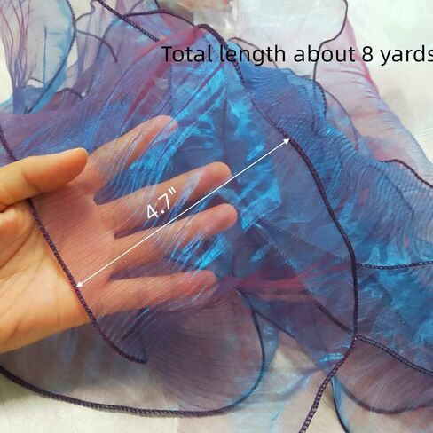 XZJMY 8 Yards Ruffle Trim Tulle Fabric,Pleated Lace Fabric Trim,Organza Ruffled Fabric 4.72 Inch Width for Dress Collars Sleeves Decoration Throw Pillow Decor DIY Sewing (Ice Purple), XZJMY-001 in Saudi Arabia