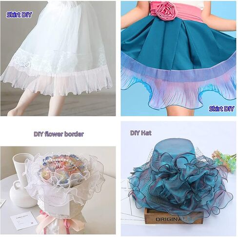 XZJMY 8 Yards Ruffle Trim Tulle Fabric,Pleated Lace Fabric Trim,Organza Ruffled Fabric 4.72 Inch Width for Dress Collars Sleeves Decoration Throw Pillow Decor DIY Sewing (Ice Purple), XZJMY-001 in Saudi Arabia