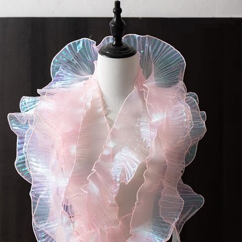 XZJMY 8 Yards Ruffle Trim Tulle Fabric,Pleated Lace Fabric Trim,Organza Ruffled Fabric 4.72 Inch Width for Dress Collars Sleeves Decoration Throw Pillow Decor DIY Sewing (Ice Purple), XZJMY-001 in Saudi Arabia
