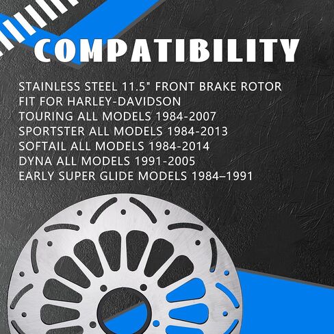 11.5" Rear Brake Rotor Disc Upgrade Fit for Harley Davidson Touring Sportster Softail Dyna Early Super Glide 1984-2017, 420 Stainless Steel Motorcycle Brake Rotor in Kuwait