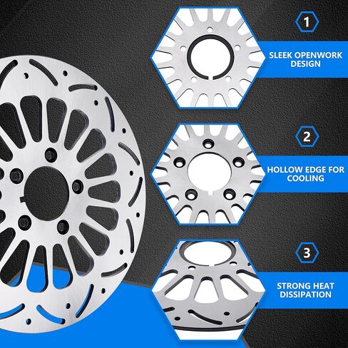 11.5" Rear Brake Rotor Disc Upgrade Fit for Harley Davidson Touring Sportster Softail Dyna Early Super Glide 1984-2017, 420 Stainless Steel Motorcycle Brake Rotor in Kuwait