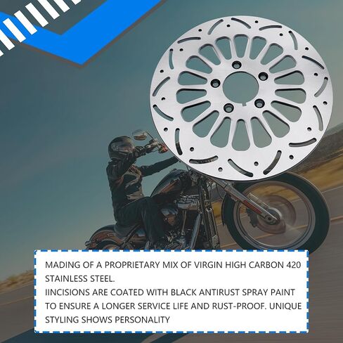 11.5" Rear Brake Rotor Disc Upgrade Fit for Harley Davidson Touring Sportster Softail Dyna Early Super Glide 1984-2017, 420 Stainless Steel Motorcycle Brake Rotor in Kuwait