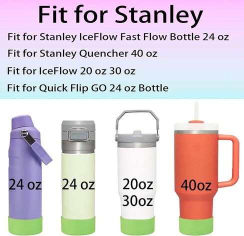 2Pcs Silicone Boot Sleeve for Stanley IceFlow Fast Flow Water Bottle 24oz,Silicone Boot Bumper for Stanley Quencher 40oz,for IceFlow 20oz 30oz,for Quick Flip GO 24oz Bottle（Thickened） in Kuwait