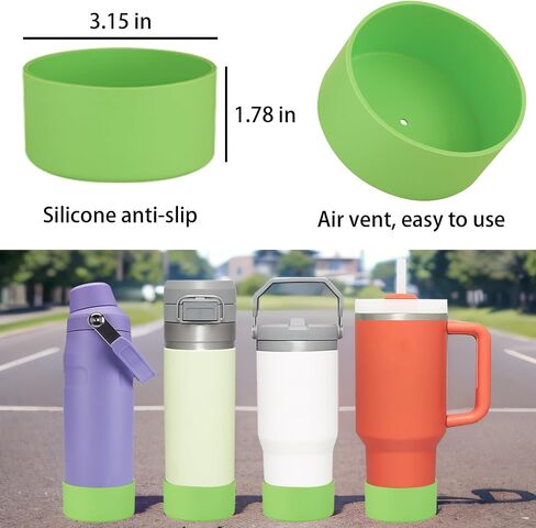 2Pcs Silicone Boot Sleeve for Stanley IceFlow Fast Flow Water Bottle 24oz,Silicone Boot Bumper for Stanley Quencher 40oz,for IceFlow 20oz 30oz,for Quick Flip GO 24oz Bottle（Thickened） in Kuwait