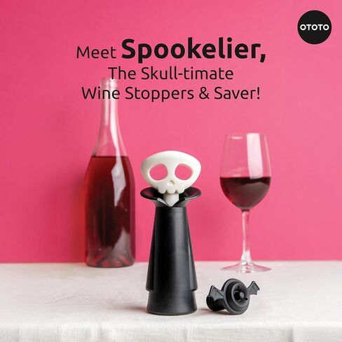 OTOTO Wine Stoppers & Pourer - Halloween Gifts for Wine Lovers, Spooky Wine Bottle Stopper, Wine Goth Accessories, Fun Kitchen Gadgets (Count Corkula) in Kuwait