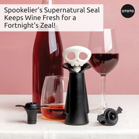 OTOTO Wine Stoppers & Pourer - Halloween Gifts for Wine Lovers, Spooky Wine Bottle Stopper, Wine Goth Accessories, Fun Kitchen Gadgets (Count Corkula) in Kuwait