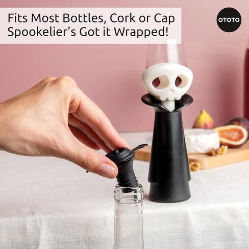 OTOTO Wine Stoppers & Pourer - Halloween Gifts for Wine Lovers, Spooky Wine Bottle Stopper, Wine Goth Accessories, Fun Kitchen Gadgets (Count Corkula) in Kuwait