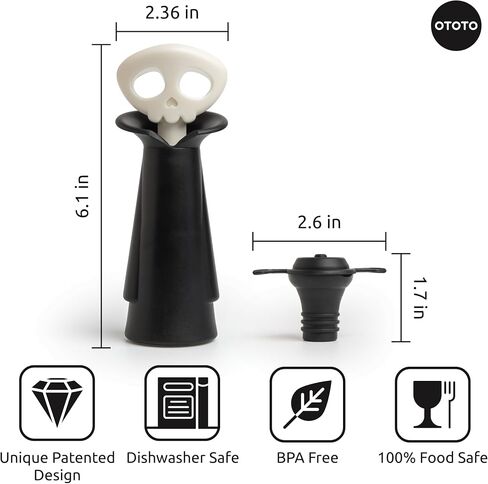 OTOTO Wine Stoppers & Pourer - Halloween Gifts for Wine Lovers, Spooky Wine Bottle Stopper, Wine Goth Accessories, Fun Kitchen Gadgets (Count Corkula) in Kuwait