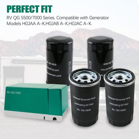 طقم ضبط PACEWALKER 122-0836 فلتر زيت 140-3116 فلتر هواء وفلتر وقود مع قابس شرارة متوافق مع مولدات Onan RV QG 5500 7000 RV مولدات HGJAA ​​HGJAB HGJAC-مجموعة تغيير الزيت in Kuwait