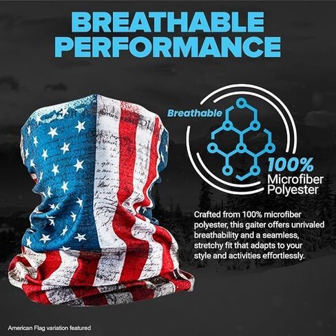 S A Company UV Protection Face Shield | Single UV 30+ Multipurpose Neck Gaiter for Adults (American Flag) in Saudi Arabia