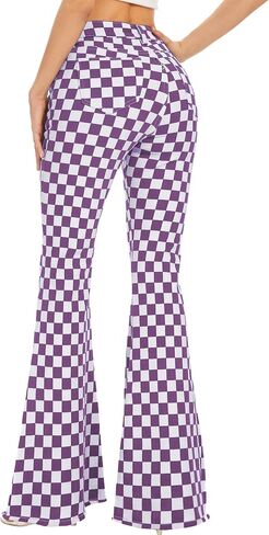 Bell Bottom Jeans for Women High Waisted Stretch Plaid Flare Jeans Denim Bootcut Pants in Saudi Arabia