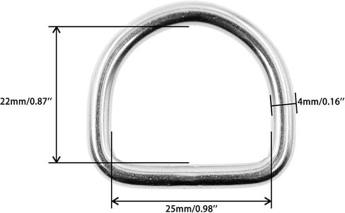 Welded D Ring,TTZEZE Stainless Steel D Rings,Solid Metal Dee Rings,10 PCS Semi-Circular D Ring,Heavy Duty D Rings for DIY Accessories 3x30x27mm / 0.12x1.18x1.06'' in Kuwait