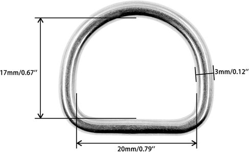Welded D Ring,TTZEZE Stainless Steel D Rings,Solid Metal Dee Rings,10 PCS Semi-Circular D Ring,Heavy Duty D Rings for DIY Accessories 3x30x27mm / 0.12x1.18x1.06'' in Kuwait