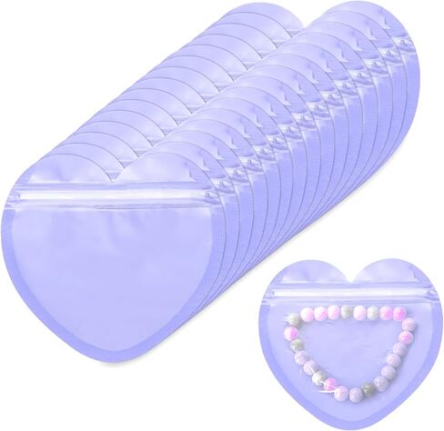 100 Pcs Heart-Shaped Jewelry Bags Small Jewelry Bags Pink Resealable Ziplock Bags Clear Plastic Jewelry Organizer Cute Packaging Supplies for Small Business Earring Sample Valentine's Day Wedding in Saudi Arabia