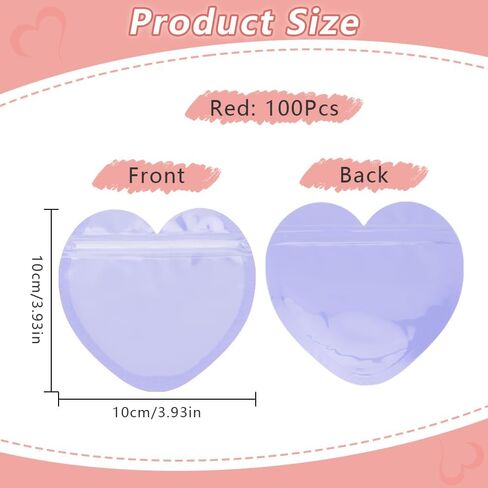100 Pcs Heart-Shaped Jewelry Bags Small Jewelry Bags Pink Resealable Ziplock Bags Clear Plastic Jewelry Organizer Cute Packaging Supplies for Small Business Earring Sample Valentine's Day Wedding in Saudi Arabia