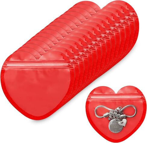 100 Pcs Heart-Shaped Jewelry Bags Small Jewelry Bags Pink Resealable Ziplock Bags Clear Plastic Jewelry Organizer Cute Packaging Supplies for Small Business Earring Sample Valentine's Day Wedding in Saudi Arabia