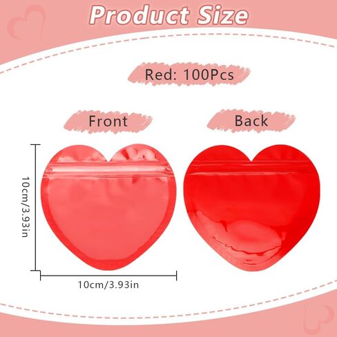 100 Pcs Heart-Shaped Jewelry Bags Small Jewelry Bags Pink Resealable Ziplock Bags Clear Plastic Jewelry Organizer Cute Packaging Supplies for Small Business Earring Sample Valentine's Day Wedding in Saudi Arabia
