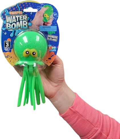Cute Octopus Water Balls (7") Rubber Jellyfish. Bright Neon Colors: in Pink, Blue and Green. Squeeze and Splash Sensory Stress Relief Ball and Bath/Pool Toy (Green (1 Pack)) in Saudi Arabia