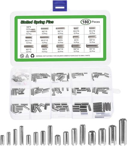 uxcell 200Pcs Roll Pin Assortment Set 304 Stainless Steel Slotted Spring Pins Split Expansion Pins for Home Improvement Automotive Machine Repair, Silver in Saudi Arabia