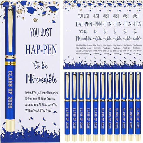 24 Set Class of 2025 Graduation Gift Pens Bulk Ballpoint Pens with Greeting Cards Graduation Party Supplies for Students Alumni Classmates Graduating Appreciation Gift(Blue) in Kuwait