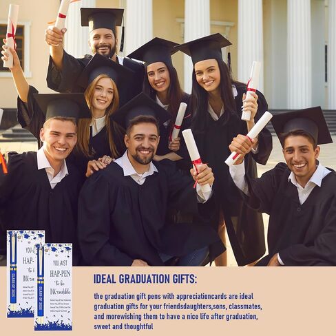 24 Set Class of 2025 Graduation Gift Pens Bulk Ballpoint Pens with Greeting Cards Graduation Party Supplies for Students Alumni Classmates Graduating Appreciation Gift(Blue) in Kuwait