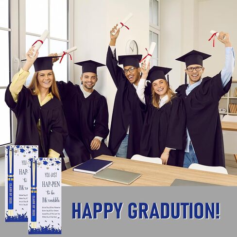 24 Set Class of 2025 Graduation Gift Pens Bulk Ballpoint Pens with Greeting Cards Graduation Party Supplies for Students Alumni Classmates Graduating Appreciation Gift(Blue) in Kuwait