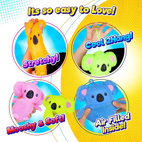 JA-RU Koala Bear Pets Stretchy Squishy Fidget Toy (1 Koala Assorted) Stress Relief Bedtime Buddies, with Hair Tentacles Like Noodles. Party Favor for Kids & Adults 6710-1s in Saudi Arabia