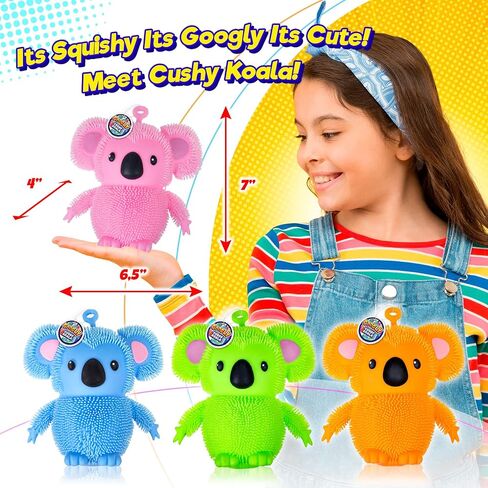 JA-RU Koala Bear Pets Stretchy Squishy Fidget Toy (1 Koala Assorted) Stress Relief Bedtime Buddies, with Hair Tentacles Like Noodles. Party Favor for Kids & Adults 6710-1s in Saudi Arabia