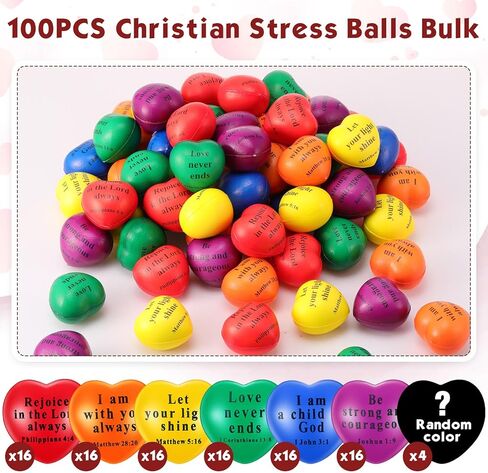 100 PCS Christian Star Letbs Balls Bulk يسوع الكتاب المقدس يقتبس كرات الضغط التحفيزي الملونة PU رغوة الإجهاد تخفيف الحزب in Kuwait
