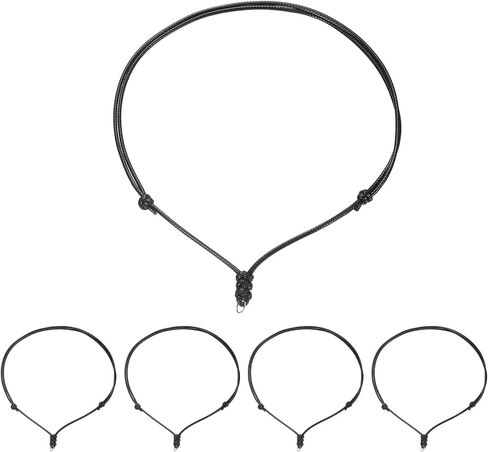 HARFINGTON 5pcs Adjustable Necklace Cords 2MM Thick 18-30 Inch Handmade Craft Ropes with Metal Ring for Hanging Pendants DIY, Black in Saudi Arabia