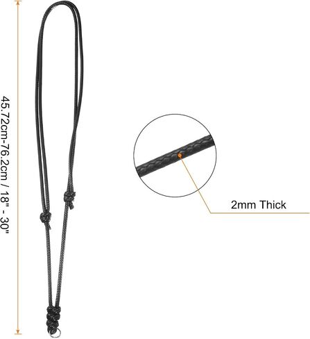 HARFINGTON 5pcs Adjustable Necklace Cords 2MM Thick 18-30 Inch Handmade Craft Ropes with Metal Ring for Hanging Pendants DIY, Black in Saudi Arabia