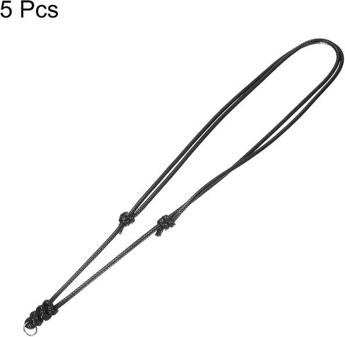 HARFINGTON 5pcs Adjustable Necklace Cords 2MM Thick 18-30 Inch Handmade Craft Ropes with Metal Ring for Hanging Pendants DIY, Black in Saudi Arabia