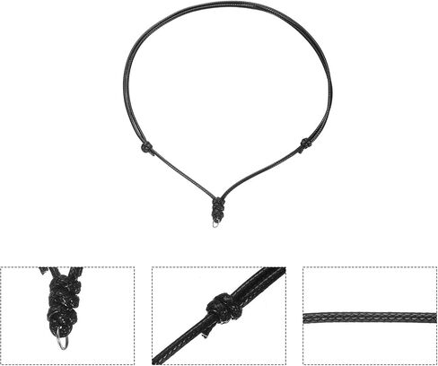 HARFINGTON 5pcs Adjustable Necklace Cords 2MM Thick 18-30 Inch Handmade Craft Ropes with Metal Ring for Hanging Pendants DIY, Black in Saudi Arabia