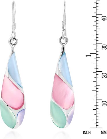 Vintage Abalone Shell Streak Teardrop .925 Sterling Silver Dangle Earrings in Saudi Arabia