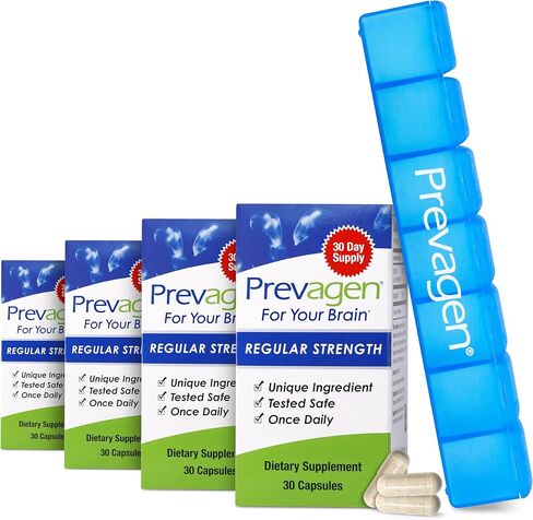 Prevagen Improves Memory - Regular Strength 10mg, 60 Capsules with Apoaequorin & Vitamin D 7-Day Pill Minder | Brain Supplement for Better Brain Health, Supports Healthy Brain Function in Saudi Arabia