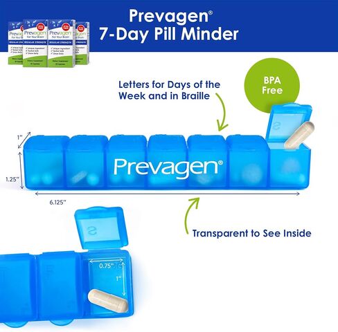 Prevagen Improves Memory - Regular Strength 10mg, 60 Capsules with Apoaequorin & Vitamin D 7-Day Pill Minder | Brain Supplement for Better Brain Health, Supports Healthy Brain Function in Saudi Arabia