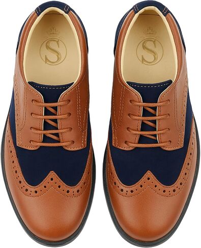 Boys Suede Patent Dress Shoes Lace Up Brogue Formal Wedding Footwear in Saudi Arabia
