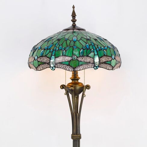 Tiffany Floor Lamp Green Stained Glass Dragonfly Standing Reading Light 16X16X70 Inches Antique Pole Corner Lamp Decor Bedroom Office Living Room in Saudi Arabia