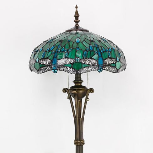Tiffany Floor Lamp Green Stained Glass Dragonfly Standing Reading Light 16X16X70 Inches Antique Pole Corner Lamp Decor Bedroom Office Living Room in Saudi Arabia